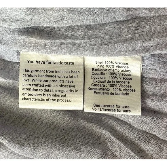 NEW Hemant & Nandita Blue Floral Mini Dress Boho Bohemian Peasant Long Sleeve M - Picture 12 of 15